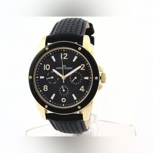 ANNE‎ KLEIN 10/9656 WOMENS WATCH. BLACK LEATHER BAND.